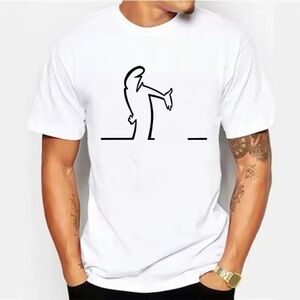 NWT Balum La Linea Graphic T-Shirt – Slim Fit Short Sleeve Crewneck – White